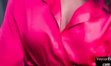 Chubby British MILF Teases Big Ass in Lingerie for Hidden Cam Slave