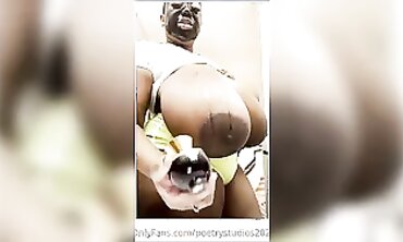 Ebony Babe With Huge Boobs Wearing A Face Mask
