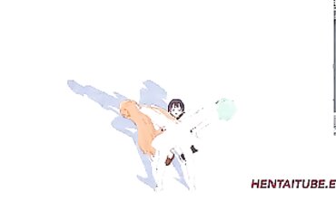 Asuana and Asada Give Kirito a Threesome Booty Jerk