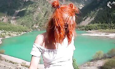 Redhead Bombshell Loves Playing in Nature