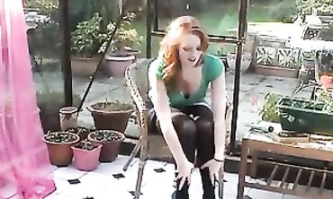 Kloe Kane: Super-Hot Redhead in Lingerie and Stockings