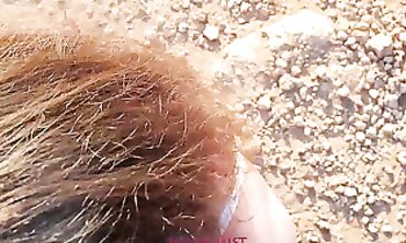 POV: Caught My Brunette Stepsister Gargling Off Outdoors
