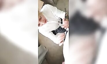 Blonde Agent Reveals Her Tattooed Ass in Home DP