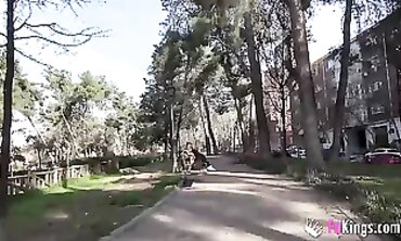 Eighteen-Year-Old Brunette Enjoys Outdoor Blowjobs and Public Sex