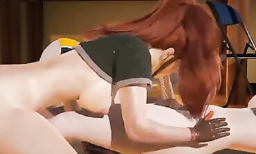 Overwatch Futa Threesome: Tracer, Brigitte & DVA