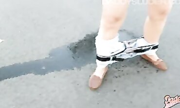 Blonde MILF Flashes And Pisses In The Middle Of The Street