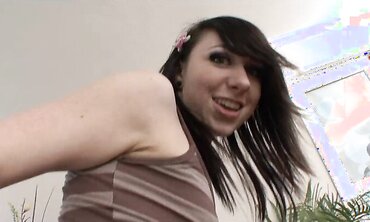 Whorey Black-Haired Gets Her Smoothly-Shaven Vagina Boned By A Giant Milky Beefstick two