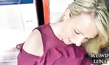 Blonde Wife Gets Anal Creampie Outdoors While Husband Waits