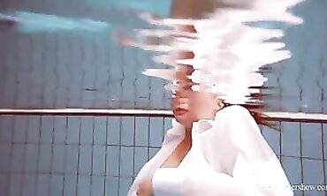 Hotty Lola's Massive Natural Tits in the Pool