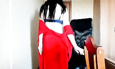 Russian MILF Masturbates on Stool