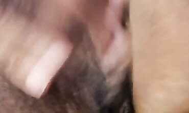 Close-Up Licking of a Hairy Mature BBW Pussy