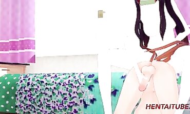 Nezuko Cosplay Solo with Tanjiro Handjob