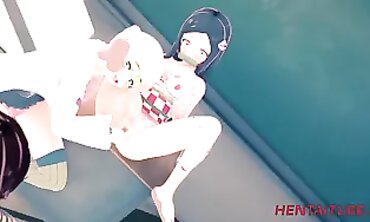 Kimetsu No Yaiba Animation - Gang Fuckfest Mitsuri Nezuko Shinobu...