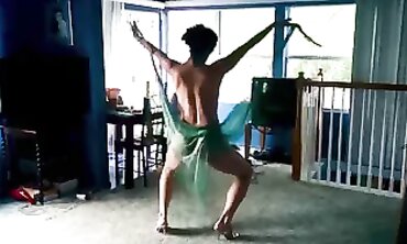 Brunette MILF Strips and Shakes Her Titties and Booty