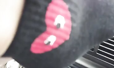Russian MILF Spreads Legs in African Socks Outside