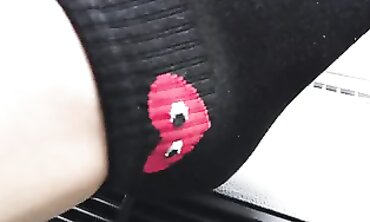 Russian MILF Spreads Legs in African Socks Outside