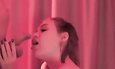 Red-Haired Slut Takes a Long, Deep Throat Blowjob