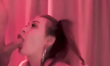 Red-Haired Slut Takes a Long, Deep Throat Blowjob