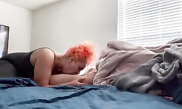 Light-Skinned BBW Offers a Messy Morning Blowjob