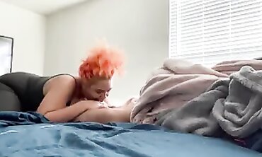 Light-Skinned BBW Offers a Messy Morning Blowjob
