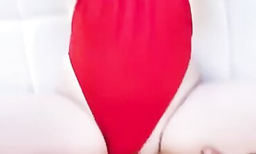 Anna Blaze in Crimson Leotard Poolside Fuck