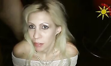 Blonde Bimbo Gangbanged at Club Party