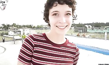 LinaLynns Vacation Flirt Turns Into a Bareback Pool Hookup
