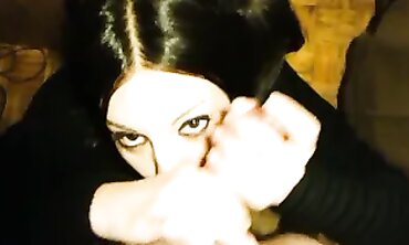 Gothic Girl with Pigtails Takes Deep Throat and Facial
