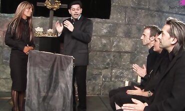 Jasmine Black And Stacey Saran Get Fucked By Priests In The Pews