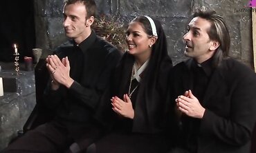 Jasmine Black And Stacey Saran Get Fucked By Priests In The Pews