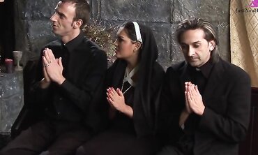 Jasmine Black And Stacey Saran Get Fucked By Priests In The Pews