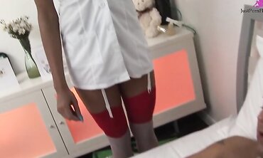 Sexy Black Nurse Kiesha Kane Sucks And Fucks With White Cock