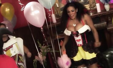 Cosplay Orgy Turns Into Cum Swapping Tongue Fencing