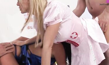 Stacey And Twins Kat & Kit Lee Anal Fucked And Dped In Group Scene