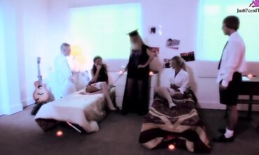 Facial Cumshot, Natural Tits, Shaved Pussy, Ass Eating, Group Sex, Tit Fucking, Cum Sharing, Big Boobs, High Heels, Tattooes/Piercings, Nylons/Pantyhose