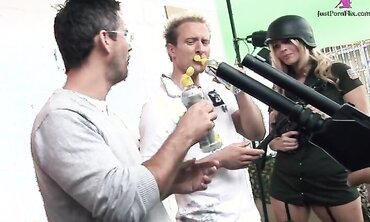 Alexa Andreas, Stacey Saran And Jordan Kingsley In Military Group Sex