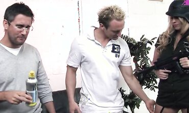 Alexa Andreas, Stacey Saran And Jordan Kingsley In Military Group Sex