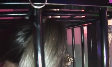 Man in Leather Bondage Gets Fucked by Twins And Their Friend
