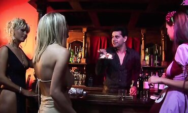 A Few Amazing Girls Share A Cock In The Bar And Get Each Other Off Too