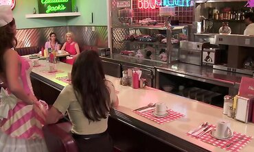 Gemma Massey, Isis Love And Krissy Lynn Get Down In A Diner With Group Sex