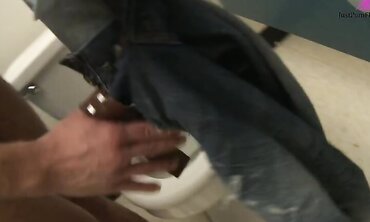 18-Year Old Nicole Ray Wacks Off Thick Cock And Gets Plowed In Restroom