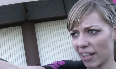 18-Year Old Nicole Ray Wacks Off Thick Cock And Gets Plowed In Restroom