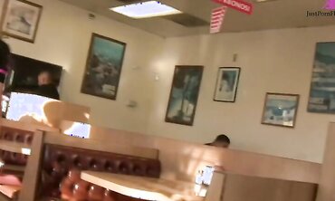 18-Year Old Nicole Ray Wacks Off Thick Cock And Gets Plowed In Restroom