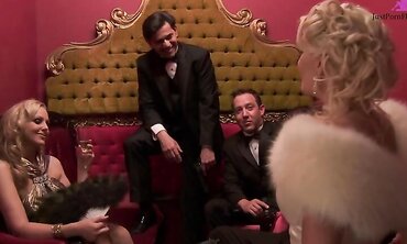 Pornstars In A Hot Orgy Group Sex Scene Takes Place In The 1920's
