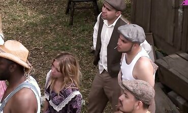 Amber Rayne, Hannah West And Kaci Star In Outdooor Gangbang