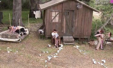 Amber Rayne, Hannah West And Kaci Star In Outdooor Gangbang