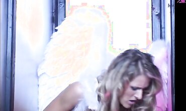 Jane Darling Masturbates While Wearing Angel Wings And Stilettos