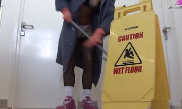 Blonde Piece Of Toilet Trash Does Her Job