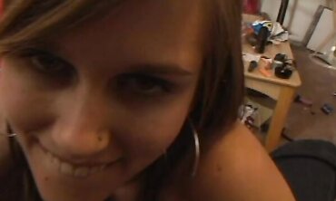 Sabrina Starlet Looks Into The Camera As She Paws Her Tongue Guy On His Wood
