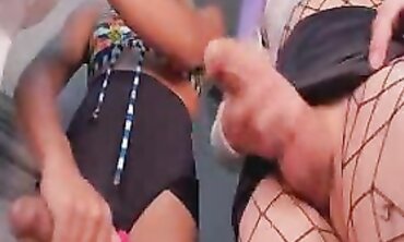 Shemale And Her Acquaintance Get Hand-Job On Webcam